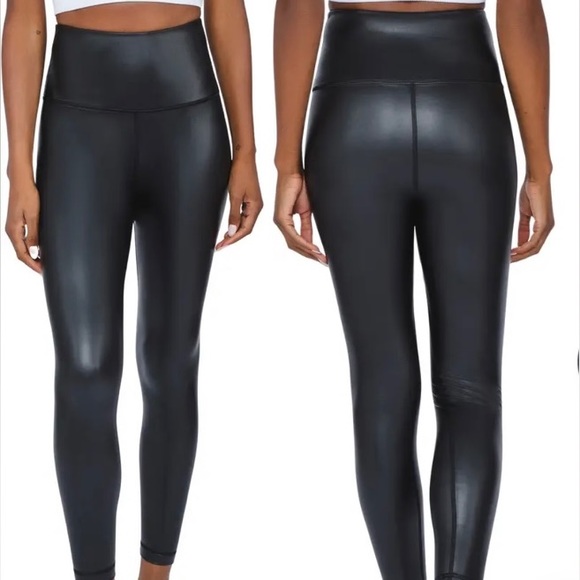 90 Degree By Reflex Pants - New 90 Degree Black Faux Vegan Stretch Leather Leggings Super High Rise Size M